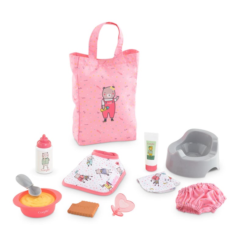 Corolle - Large Accessories Set for Mon Premier Poupon 12" Baby Dolls, 11-Piece Set Includes Bottle, Bib, Diaper, Potty, Pacifier, Tote Bag and More - Image 1
